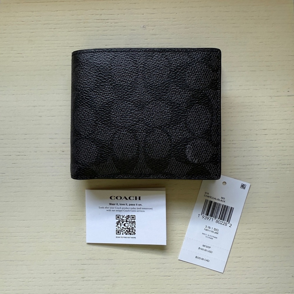 Coach Black Monogram Wallet